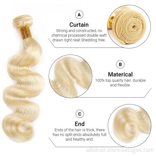 Wholesale Blonde Virgin Hair Vendors 10A Grade 613 Body Wave Brazilian Hair Bundles With Lace Closure